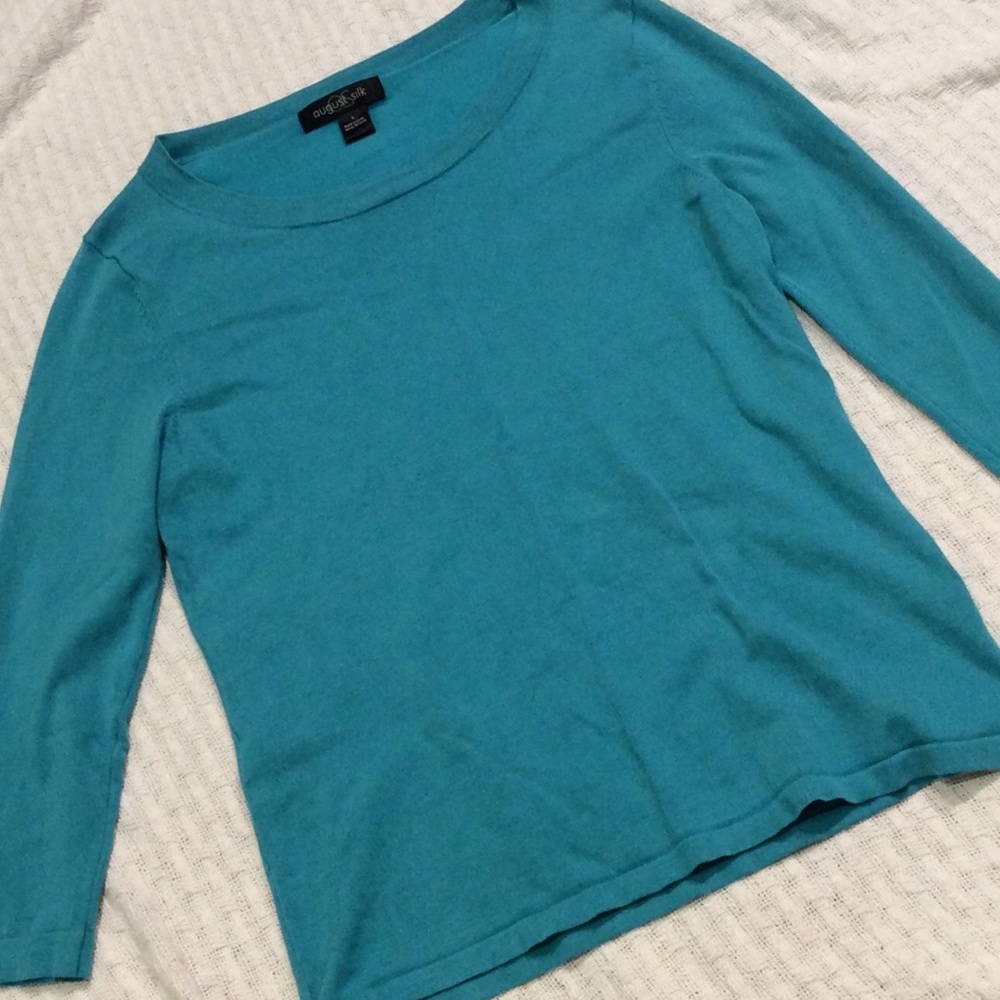 August Silk 3/4 Sleeve Shirt Size L